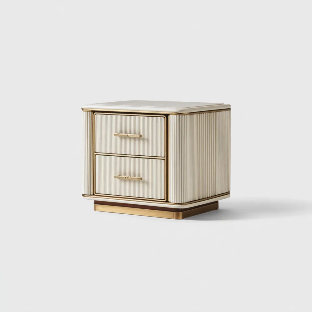 ナイトテーブル 2段引き出し ウッド 60x40x50 cm ベージュ クラシックデザイン