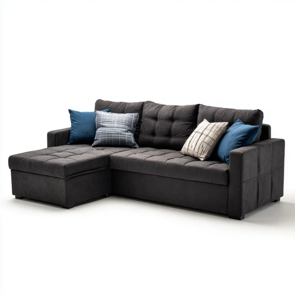 L字型ソファ 布製 250x150x85 cm – ダークグレー – コンテンポラリー