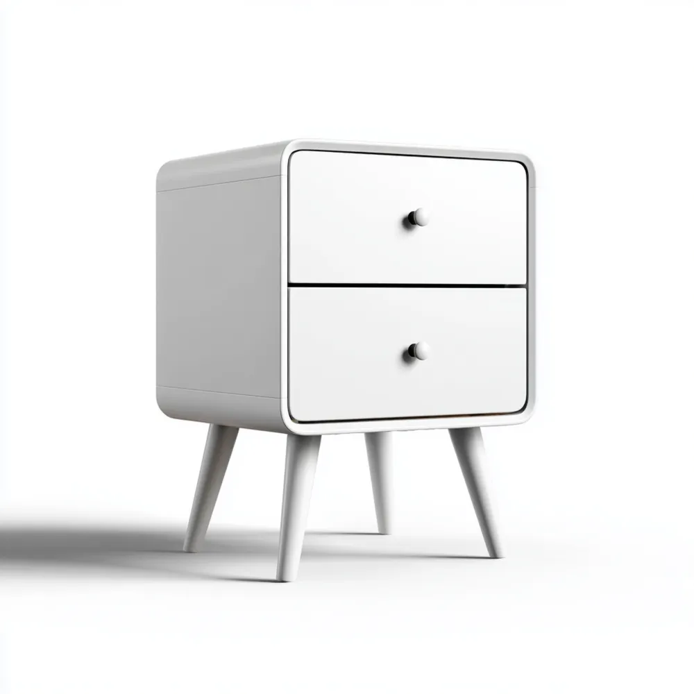 ナイトテーブル 木製 2引き出し 40x35x60 cm – ホワイト