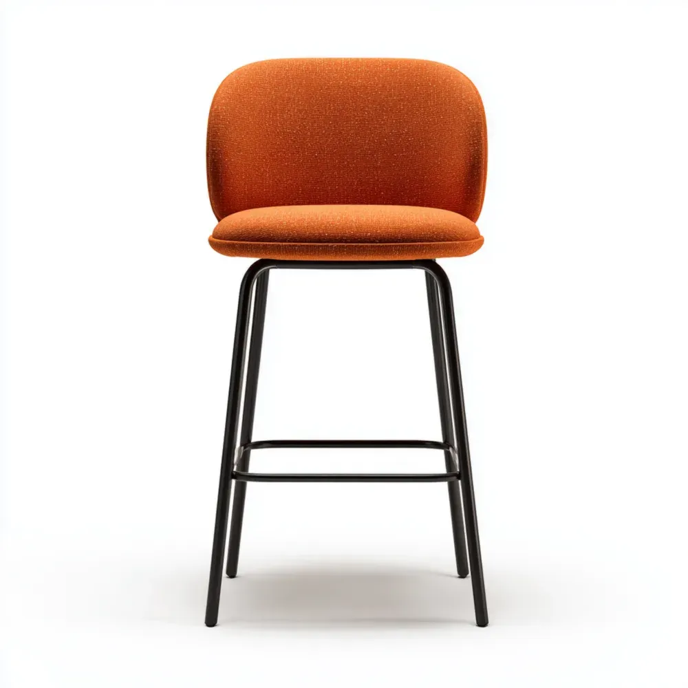 バースツール ファブリックパッド 鉄製フレーム 105x50x55 cm – オレンジ – モダンスタイル