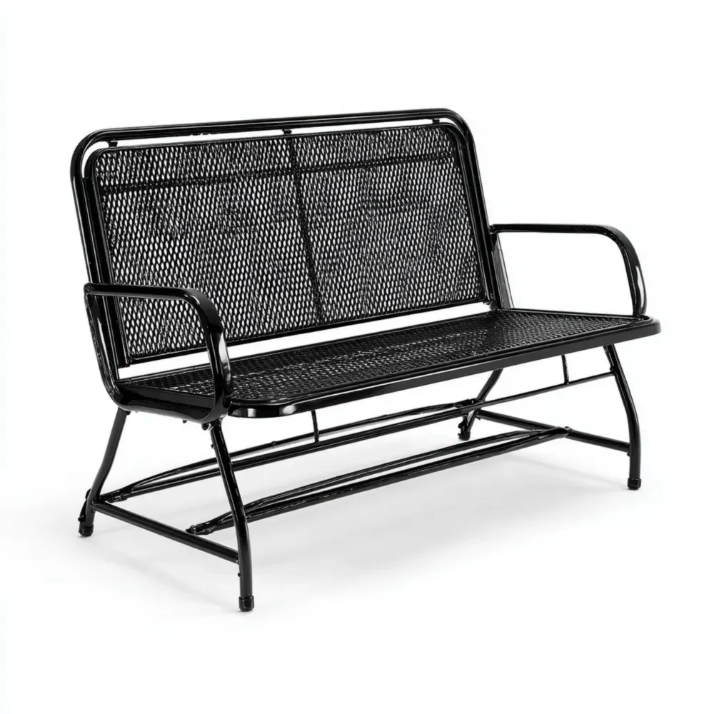 ガーデンベンチ 金属構造 120x60x85 cm - ブラック - 防錆加工