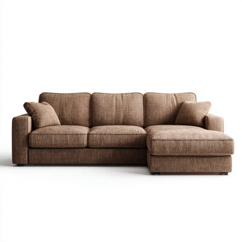 コーナーソファ 3人掛け ファブリック 200x85x90 cm – ブラウン – モダンデザイン