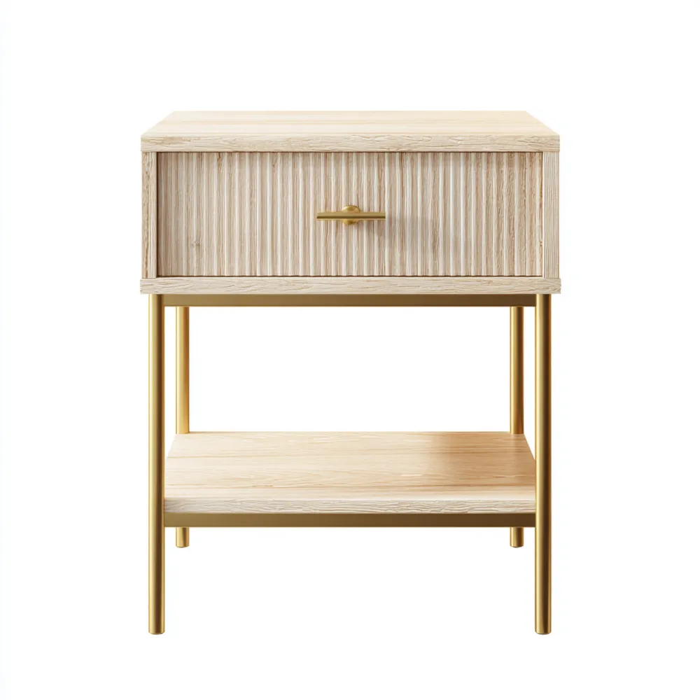 ナイトテーブル 木製 50x40x60 cm – ナチュラルウッド – モダンデザイン