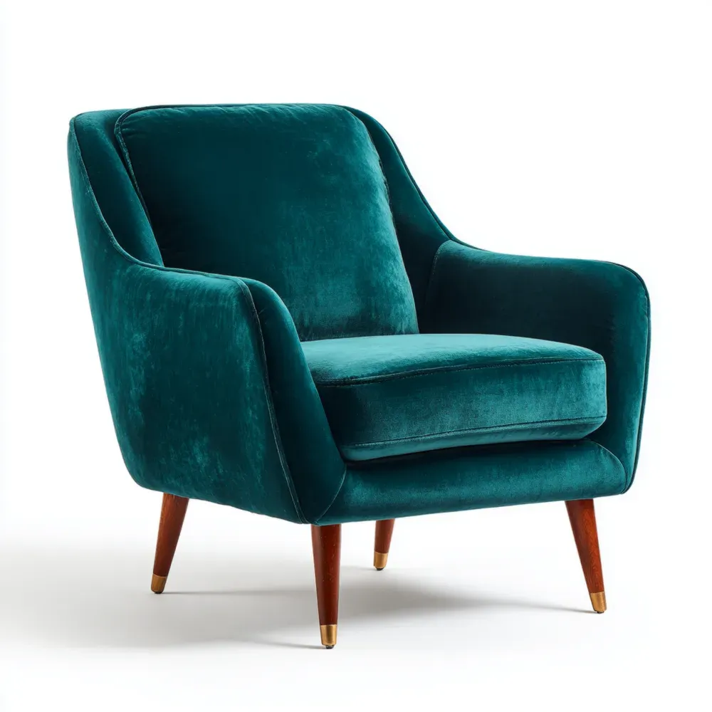 アームチェア ベルベット 85x90x85 cm – ティールブルー – レトロデザイン