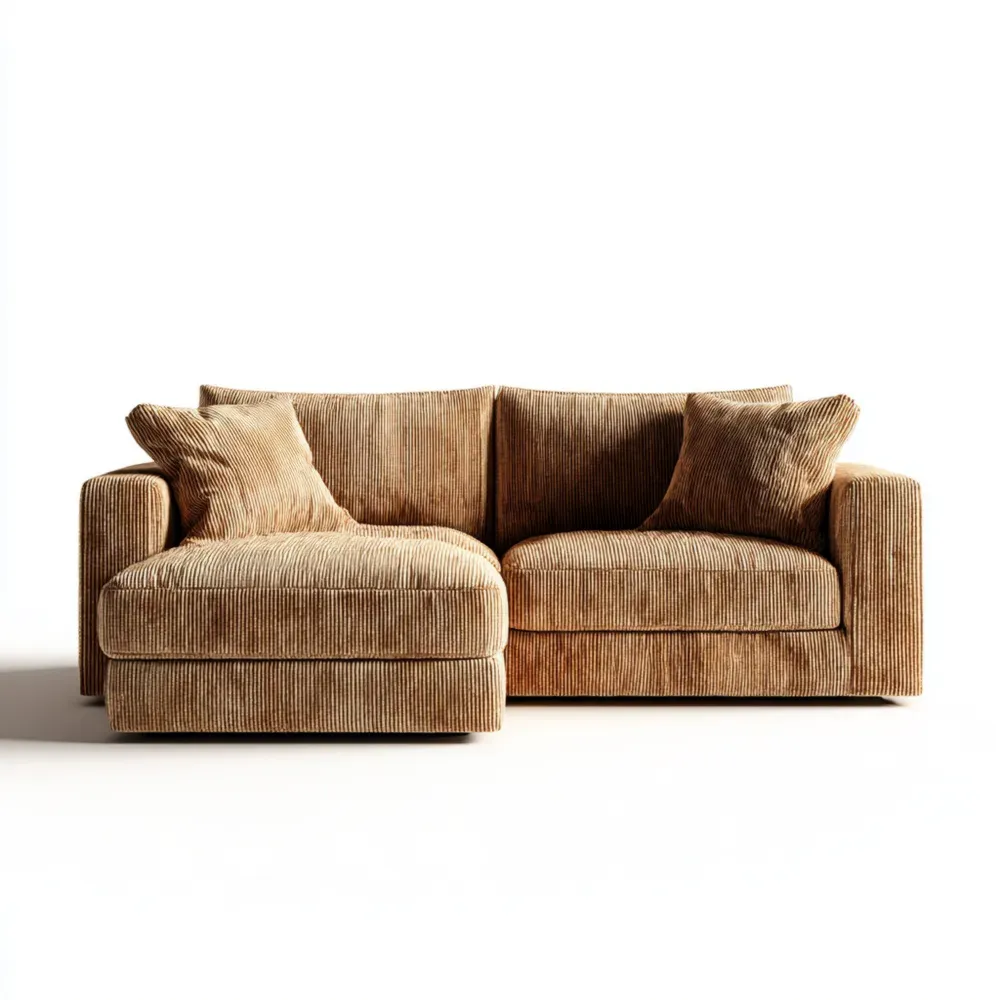 コーデュロイ ソファセット 180x95x85 cm – ブラウン