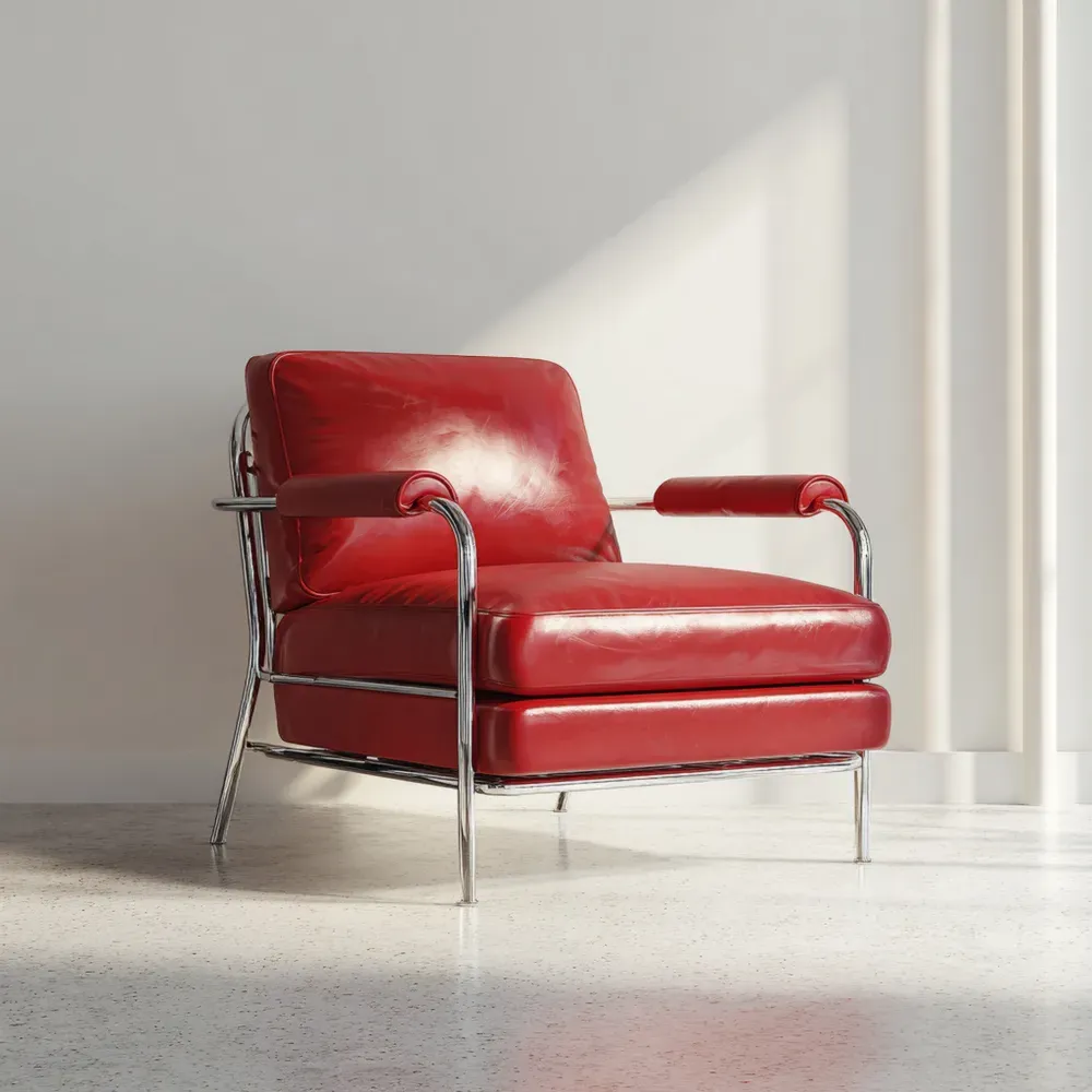 アームチェア レザー 85x80x75 cm - レッド