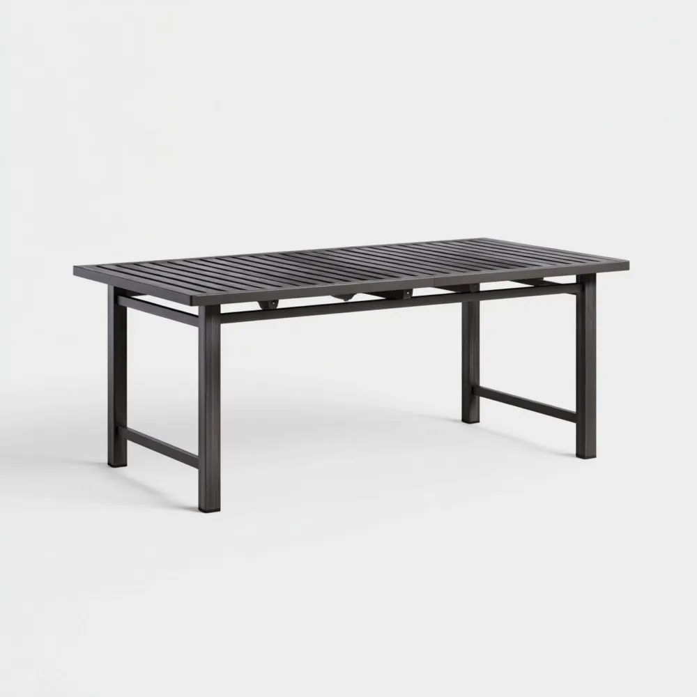 ガーデンテーブル メタル製 180x90x75 cm – ブラック