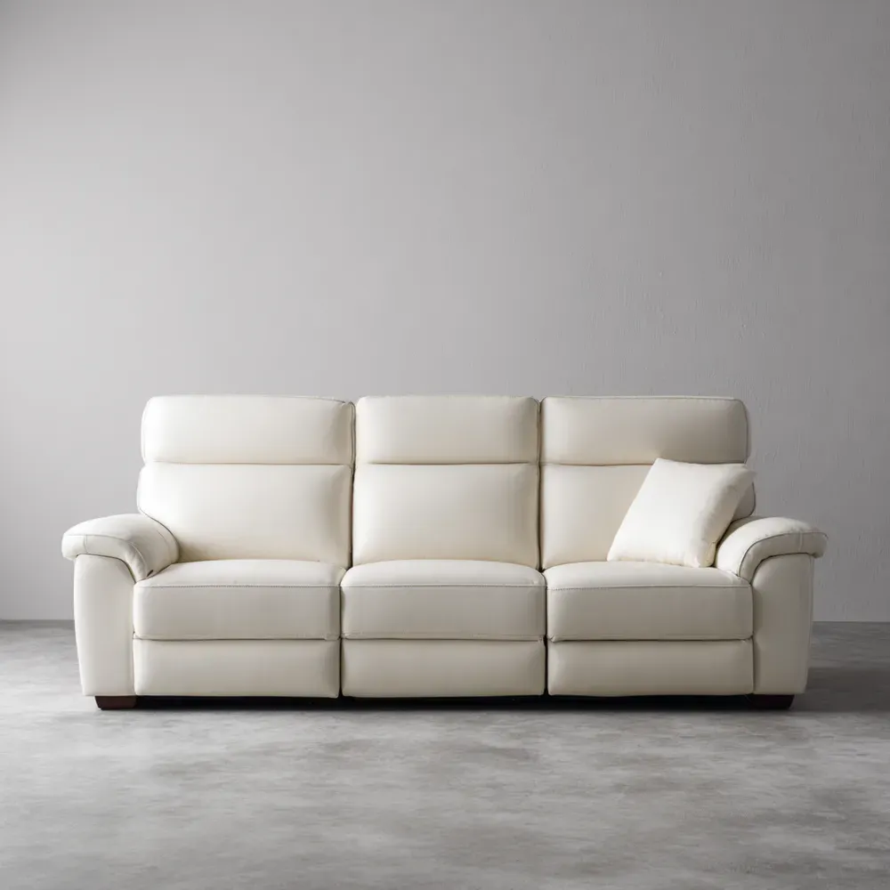 3人掛けソファ レザー 210x90x85 cm – クリーム色