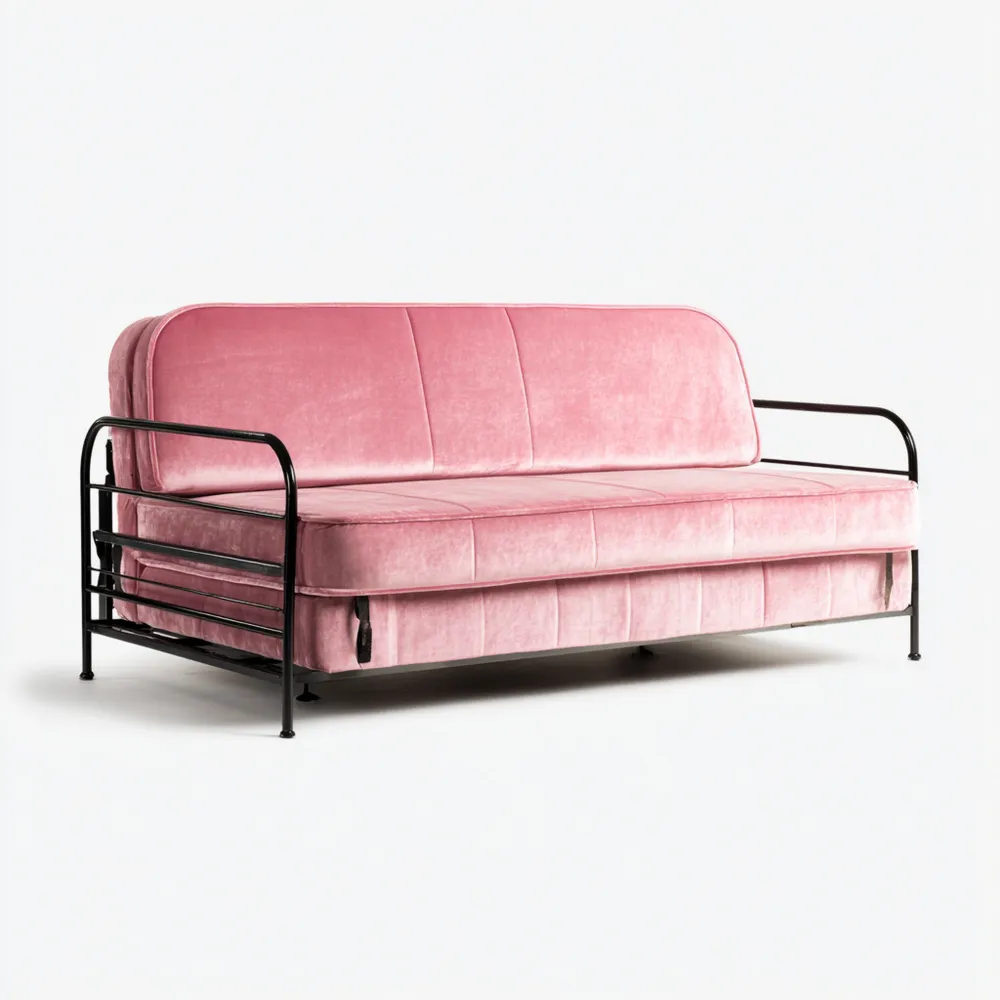 ソファベッド ベロア 150x85x80 cm - ピンク - 2人掛け