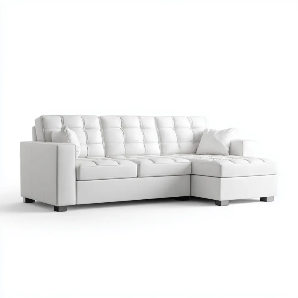 コーナーソファセット 合成皮革 250x150x85 cm – ホワイト – モダンデザイン