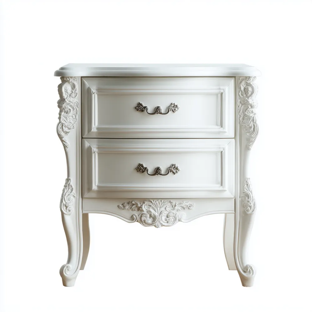 ナイトテーブル 木製 45x35x60 cm – ホワイト – クラシックデザイン