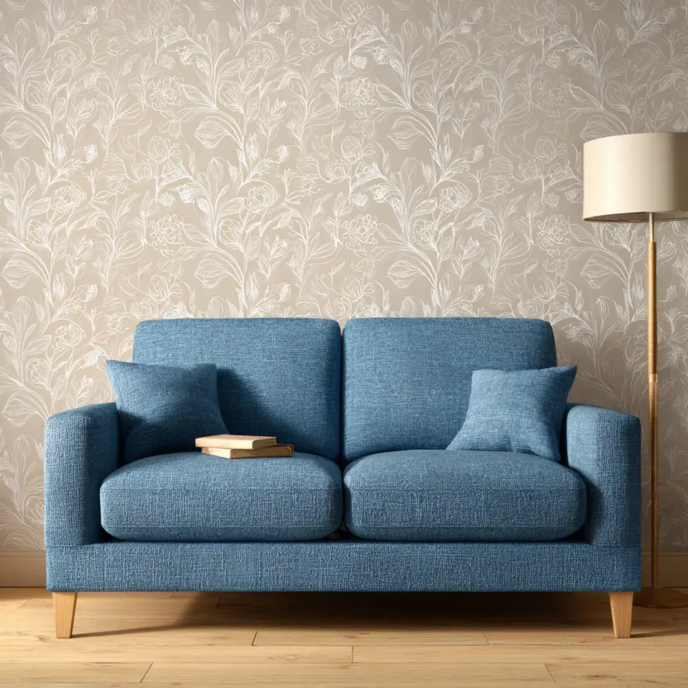 モダンデザインの布製ソファ 150x85x80 cm - ブルー