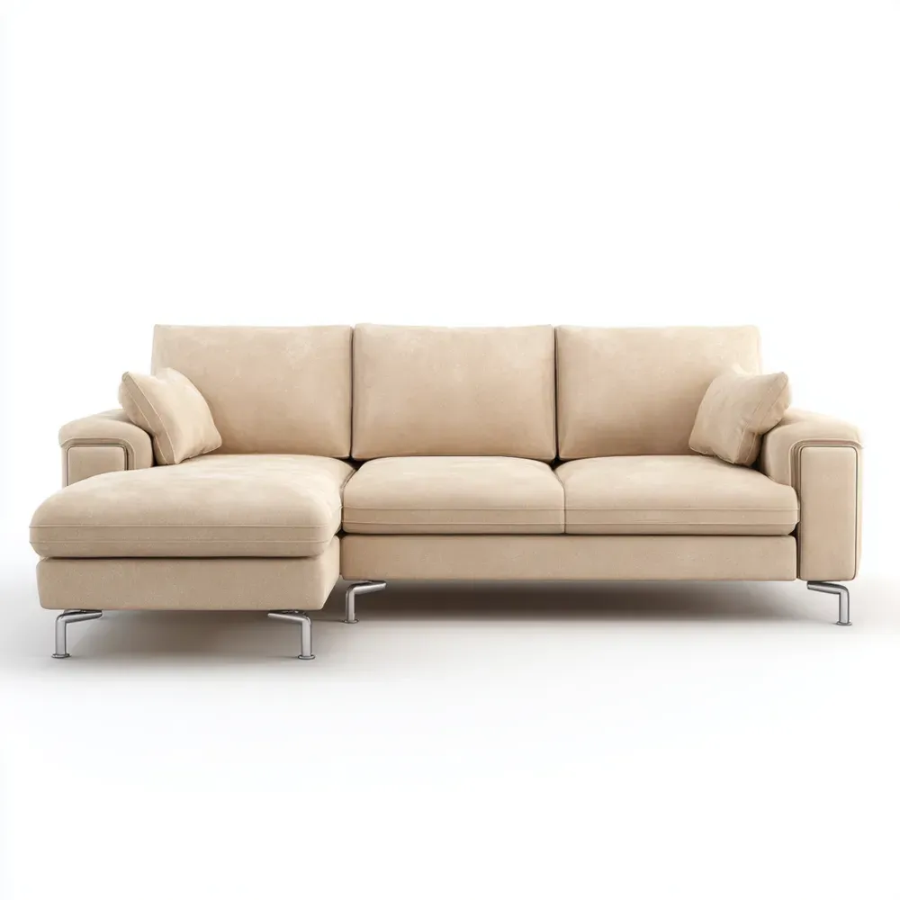 コーナーソファセット ファブリック 250x85x90 cm – ベージュ – モダンデザイン