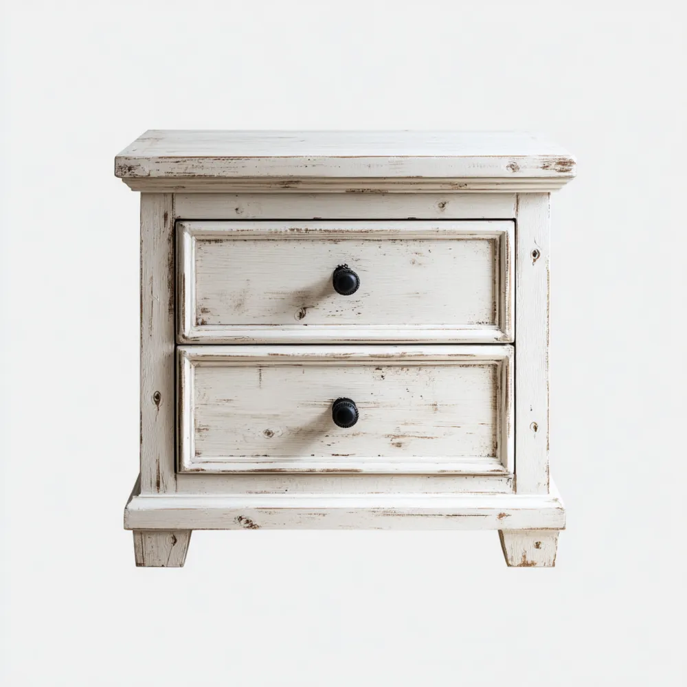 ナイトテーブル 木製 50x40x60 cm – アンティークホワイト – ヴィンテージスタイル