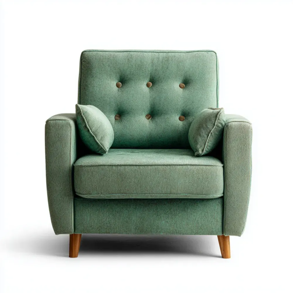 アームチェア ファブリック 幅80x奥行85x高さ90 cm – グリーン – モダンデザイン