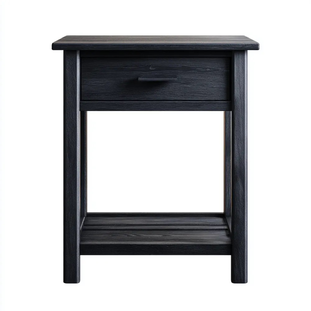 ナイトテーブル 木製 45x35x60 cm - ブラック