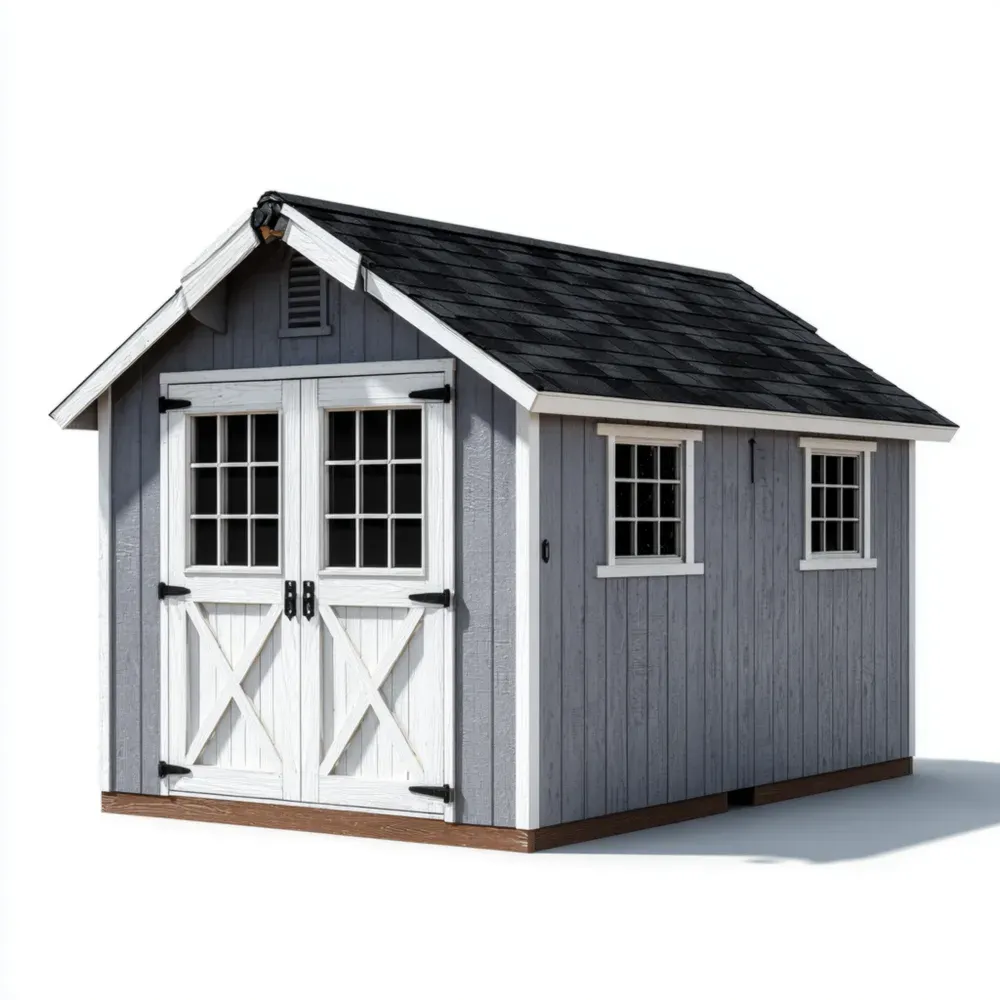 物置小屋 木材構造 250x300x250 cm グレー - ガーデンツール収納