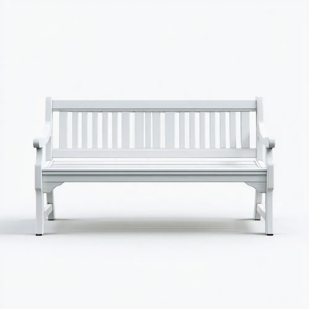 ガーデンベンチ 木製 150x60x90cm – ホワイト – クラシックデザイン