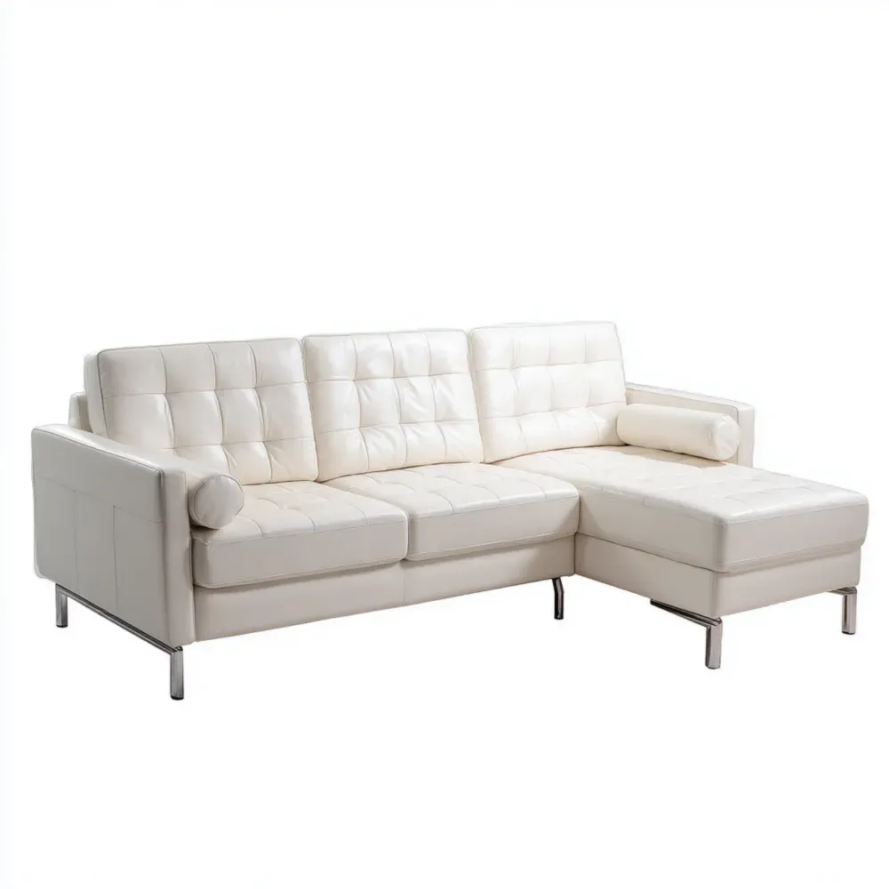 コーナーソファ 合皮 200x140x85 cm – ホワイト – モダンデザイン