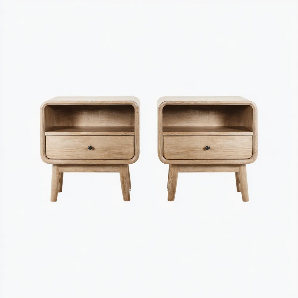 ナイトテーブル オーク材 40x30x50 cm – ナチュラルウッド – ミニマルデザイン