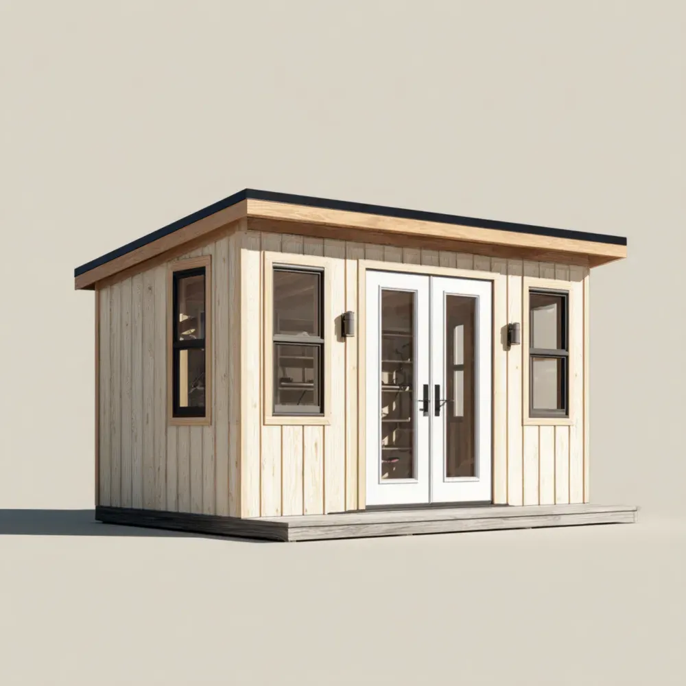 木製物置小屋 両開き窓付き 250x200x220 cm ナチュラル – モダンデザイン