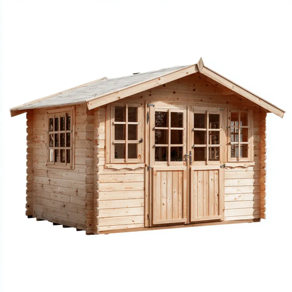 木製物置小屋 パインウッド 300x250x220 cm – 自然色 – 備品収納