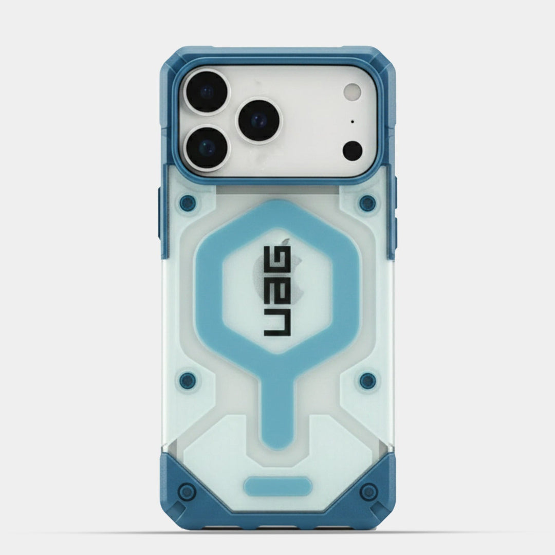Phone case with UAG logo on a light gray background