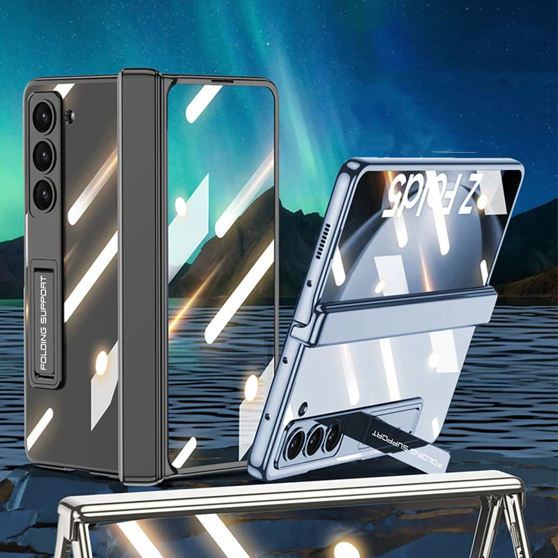 Transparent Magnetic Hinge Case With Stand For Samsung Galaxy Z Fold 7,6,5,4,3