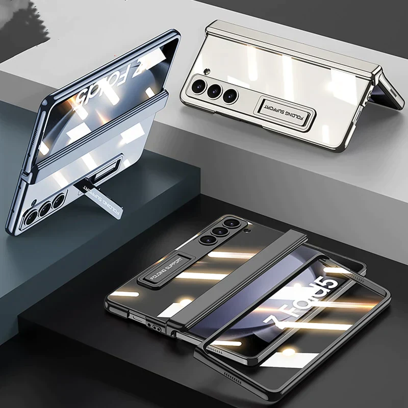 Transparent Magnetic Hinge Case With Stand For Samsung Galaxy Z Fold 7,6,5,4,3