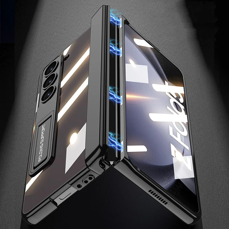 Transparent Magnetic Hinge Case With Stand For Samsung Galaxy Z Fold 7,6,5,4,3