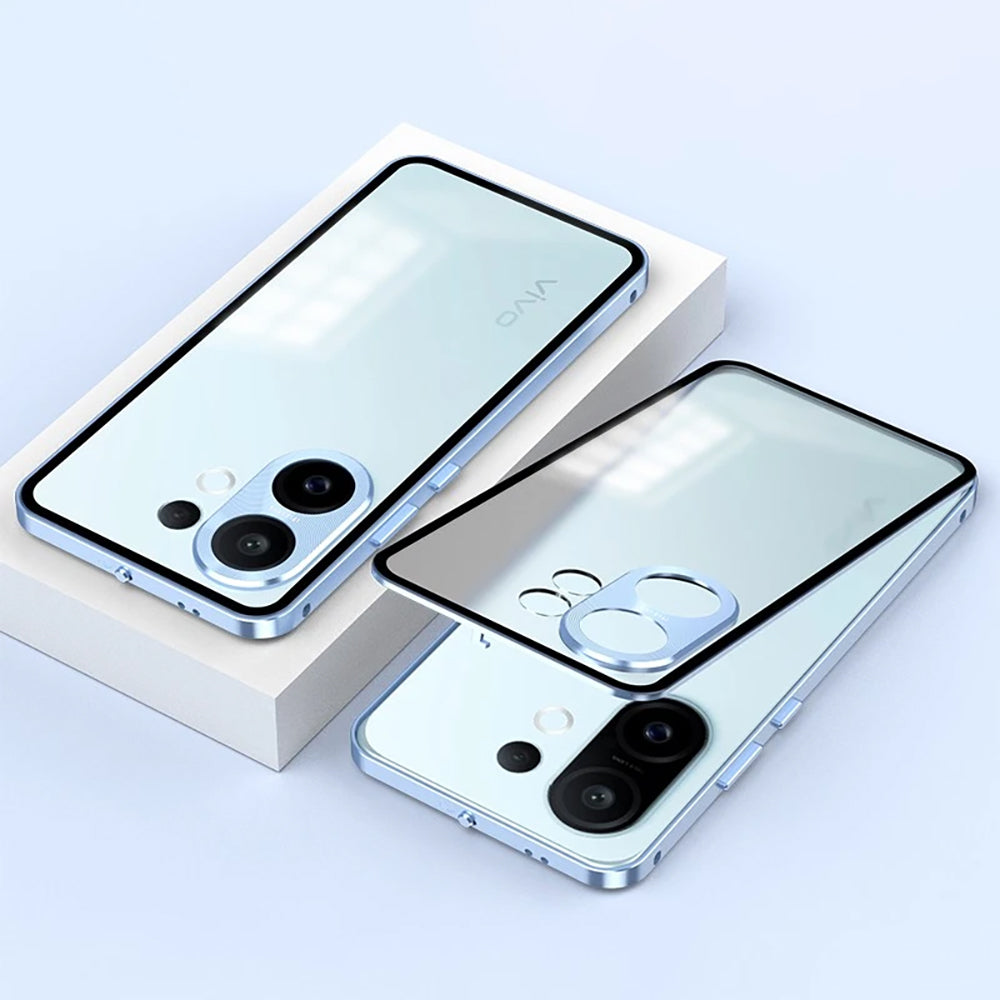 Vivo V60 5G Series Aluminium Metal Bumper Shield Transparent Back Case