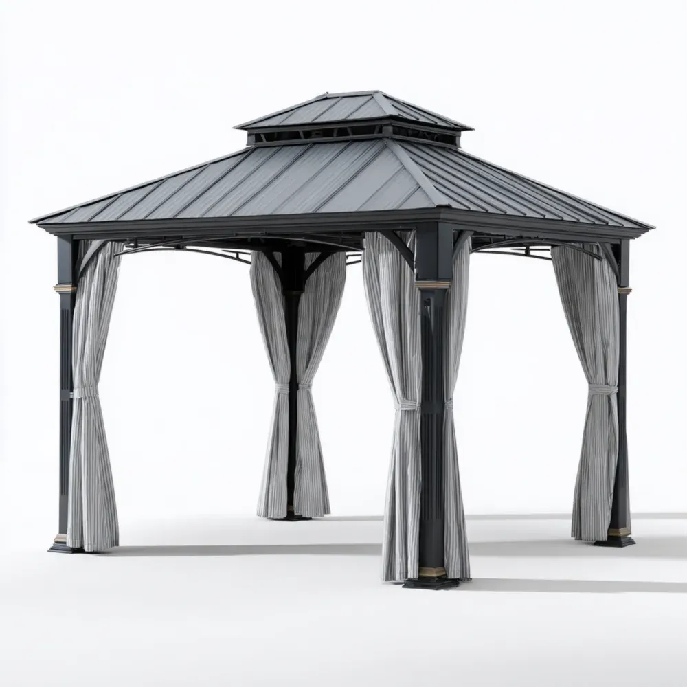 ガゼボ メタル構造 300cm x 300cm x 260cm – グレー
