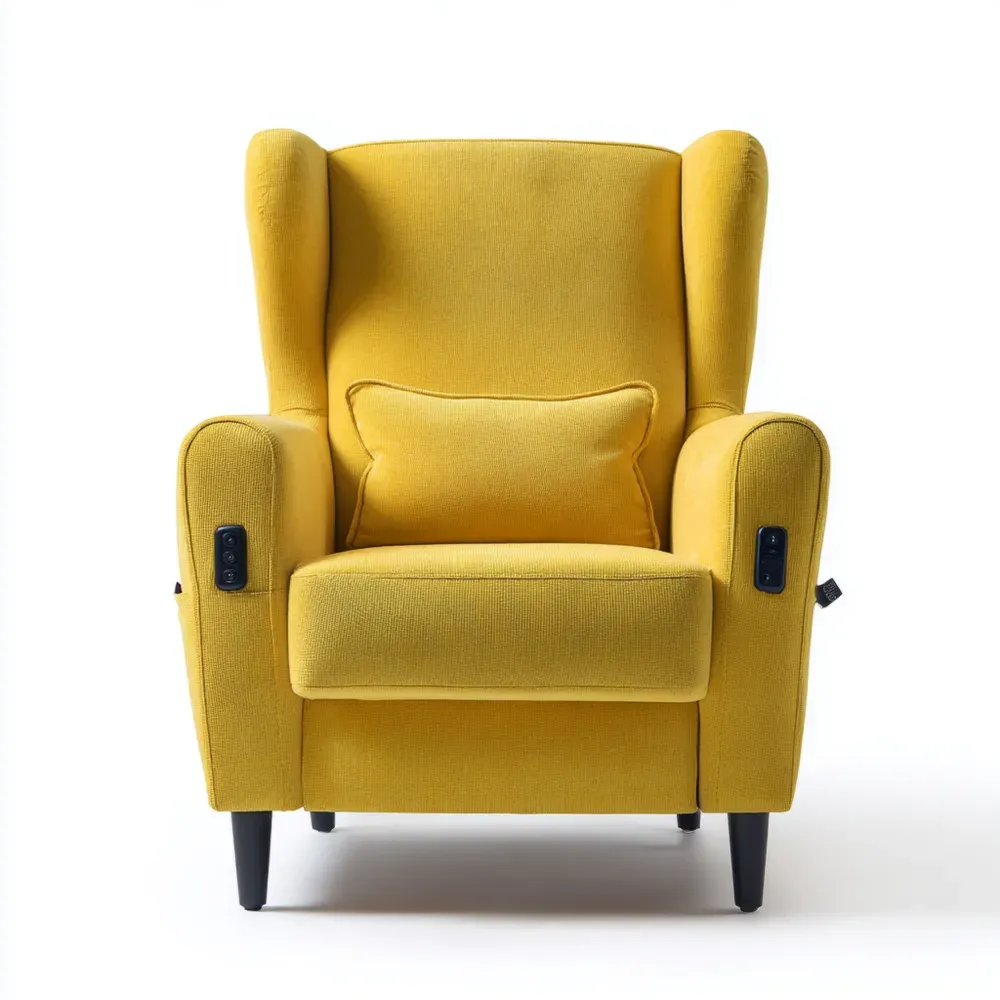 リクライニングアームチェア ファブリック 70x85x100 cm – イエロー