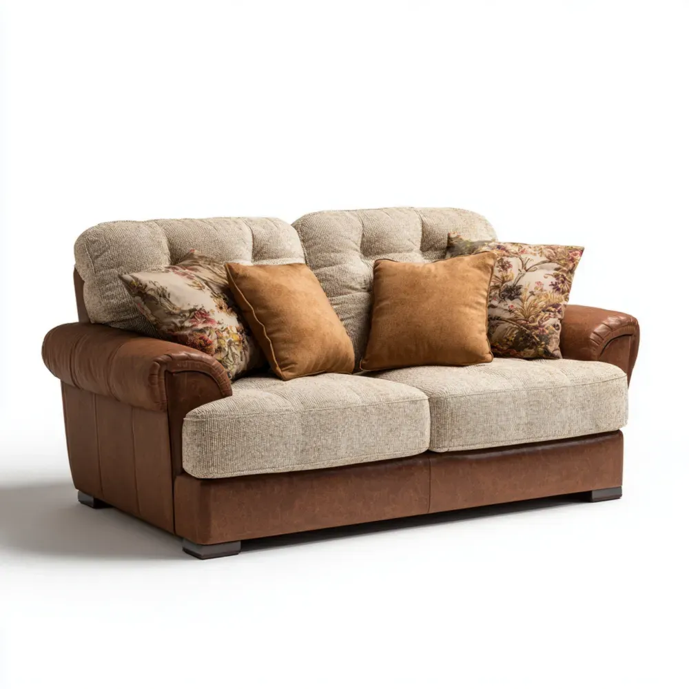 ソファセット ファブリック 180x90x85 cm – ベージュ/ブラウン – クラシックデザイン