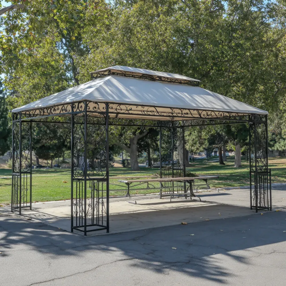 ガゼボ 鉄製 300x400x260cm – 手作り装飾 – アウトドア用