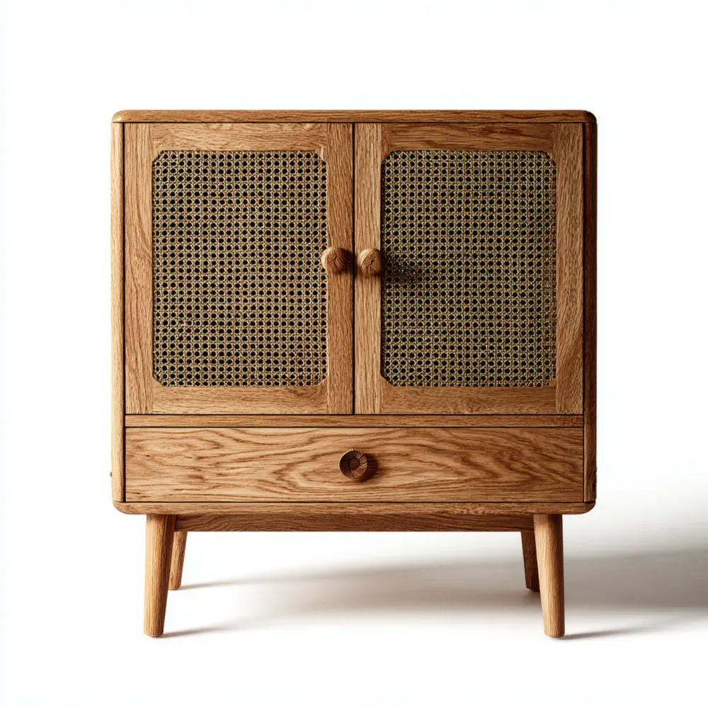 収納キャビネット オーク材 2扉 75x40x90 cm – ナチュラル