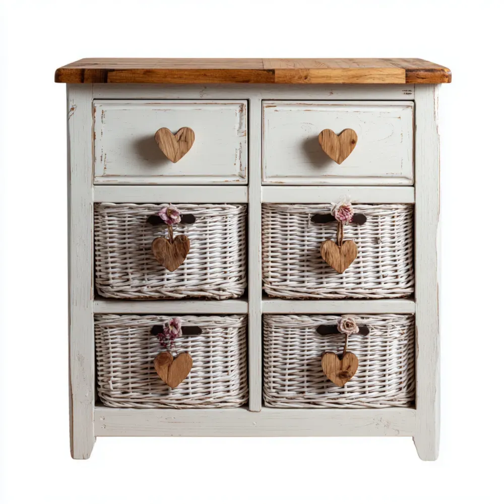 木製収納キャビネット ホワイトウッド 85x40x85 cm - カントリースタイル