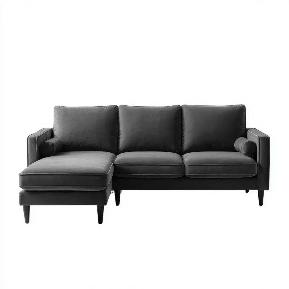 3人掛けソファ モダンデザイン 210x85x95 cm - ダークグレー ベルベット