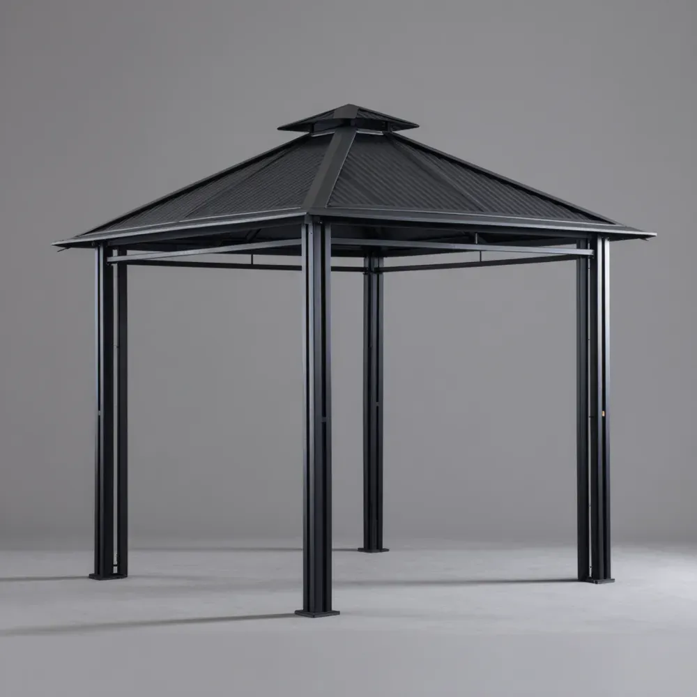 ガゼボ 金属製 300x300x270 cm – ブラック – 耐候デザイン