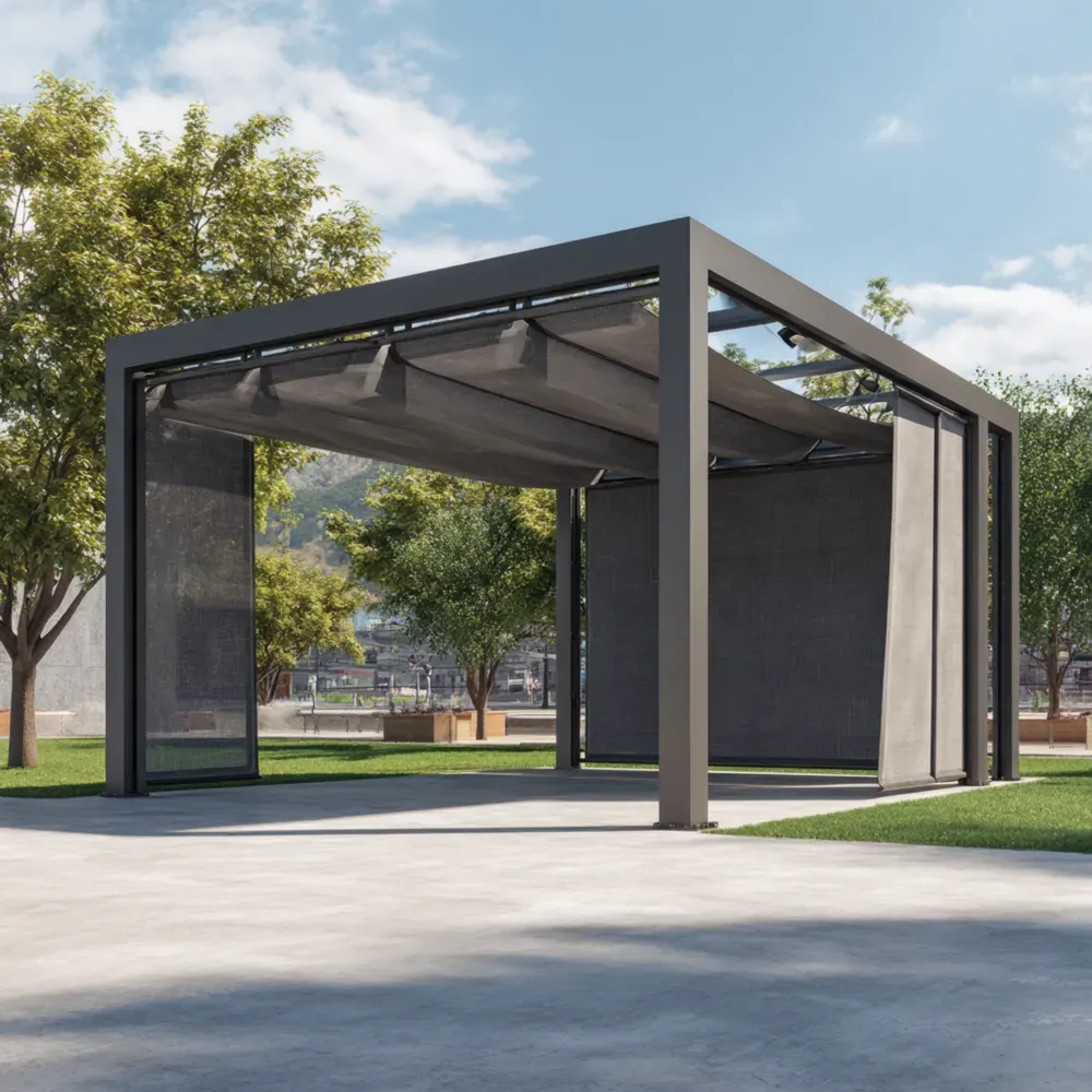 ガゼボ アルミニウム製 300x300x250cm – ダークグレー – 防水