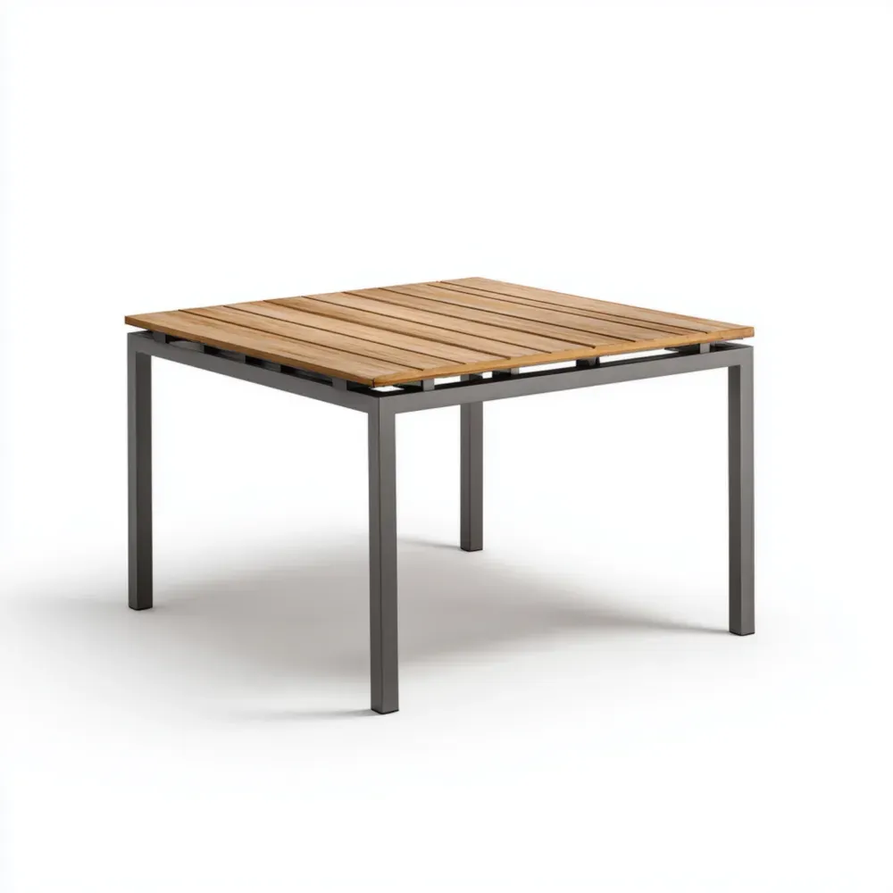 ガーデンダイニングテーブル 100x100x75cm - ナチュラルウッド調 グレー