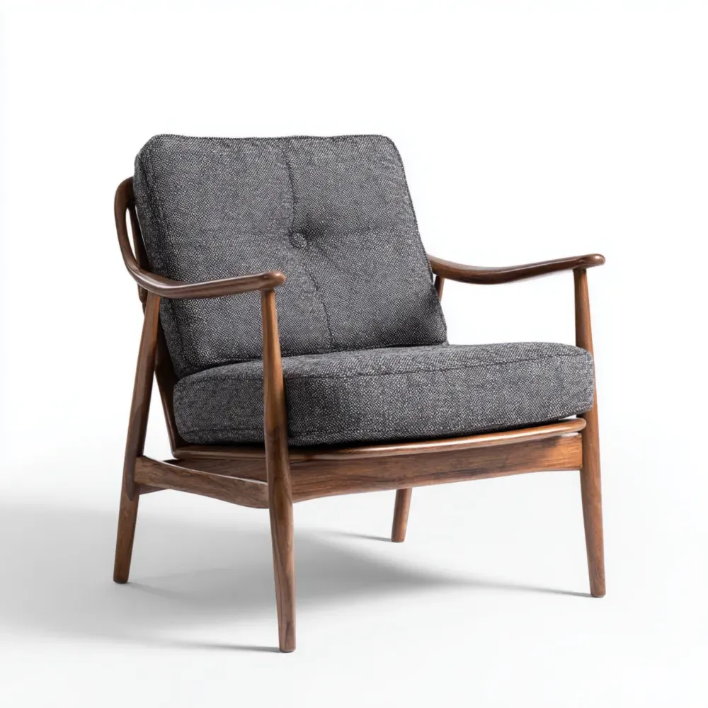 アームチェア ウッドフレーム 布製 90x80x75 cm – ダークグレー