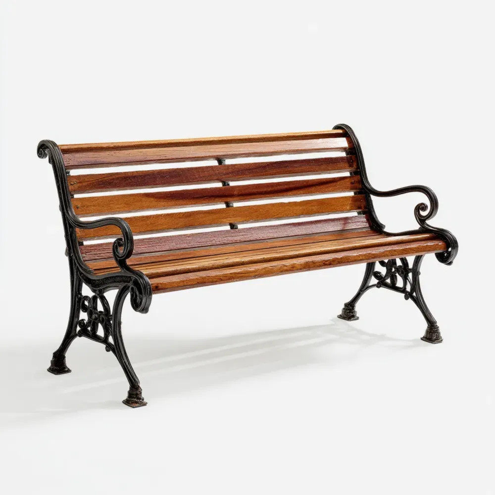 ガーデンベンチ 木製アイアン 120x60x80 cm - ブラウン - クラシックデザイン
