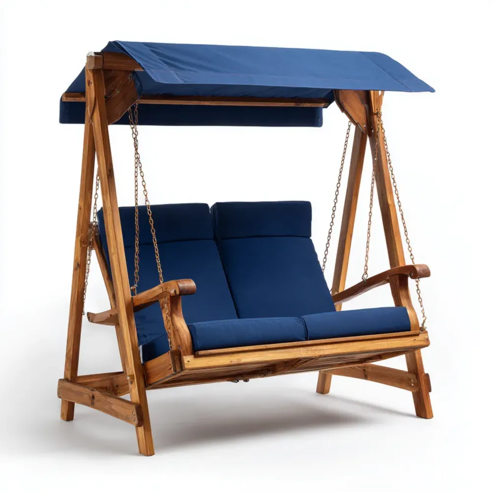 ガーデンスイングチェア 木製 170x110x180cm – ブルー – アウトドア使用