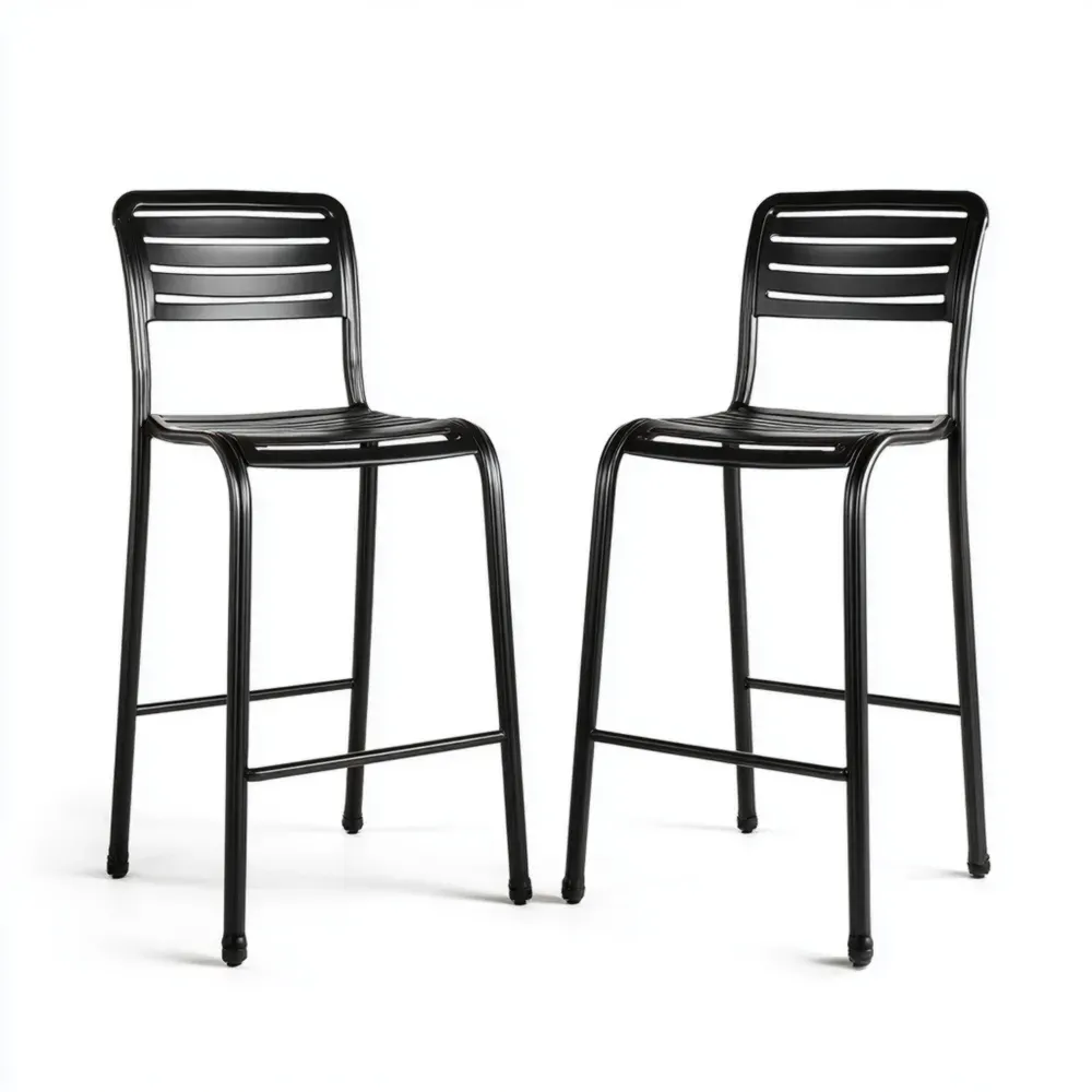 バースツール 金属製 スリムデザイン 45x50x75cm – ブラック