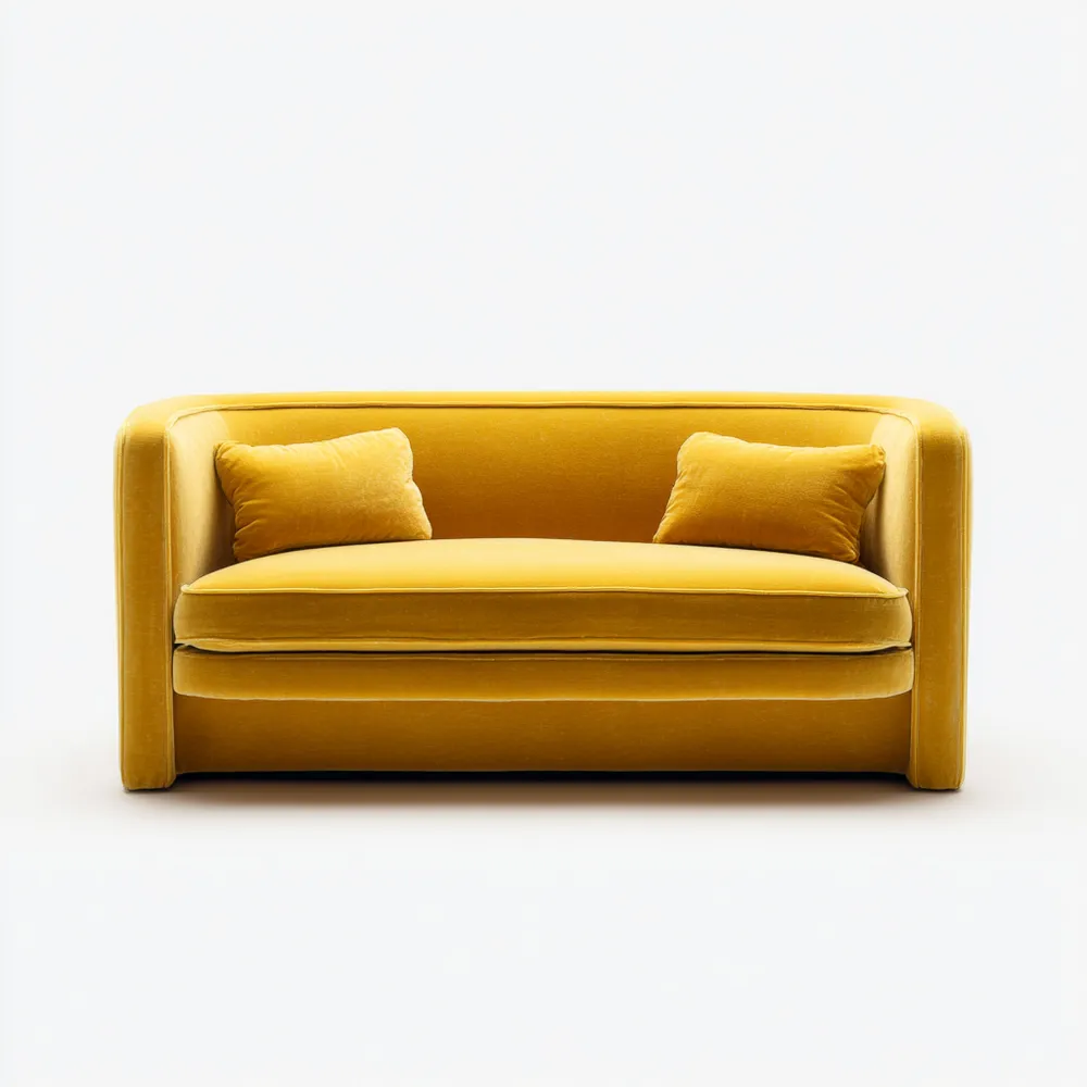 2人掛けソファ 150x80x70 cm – ベロア マスタードイエロー – モダンデザイン