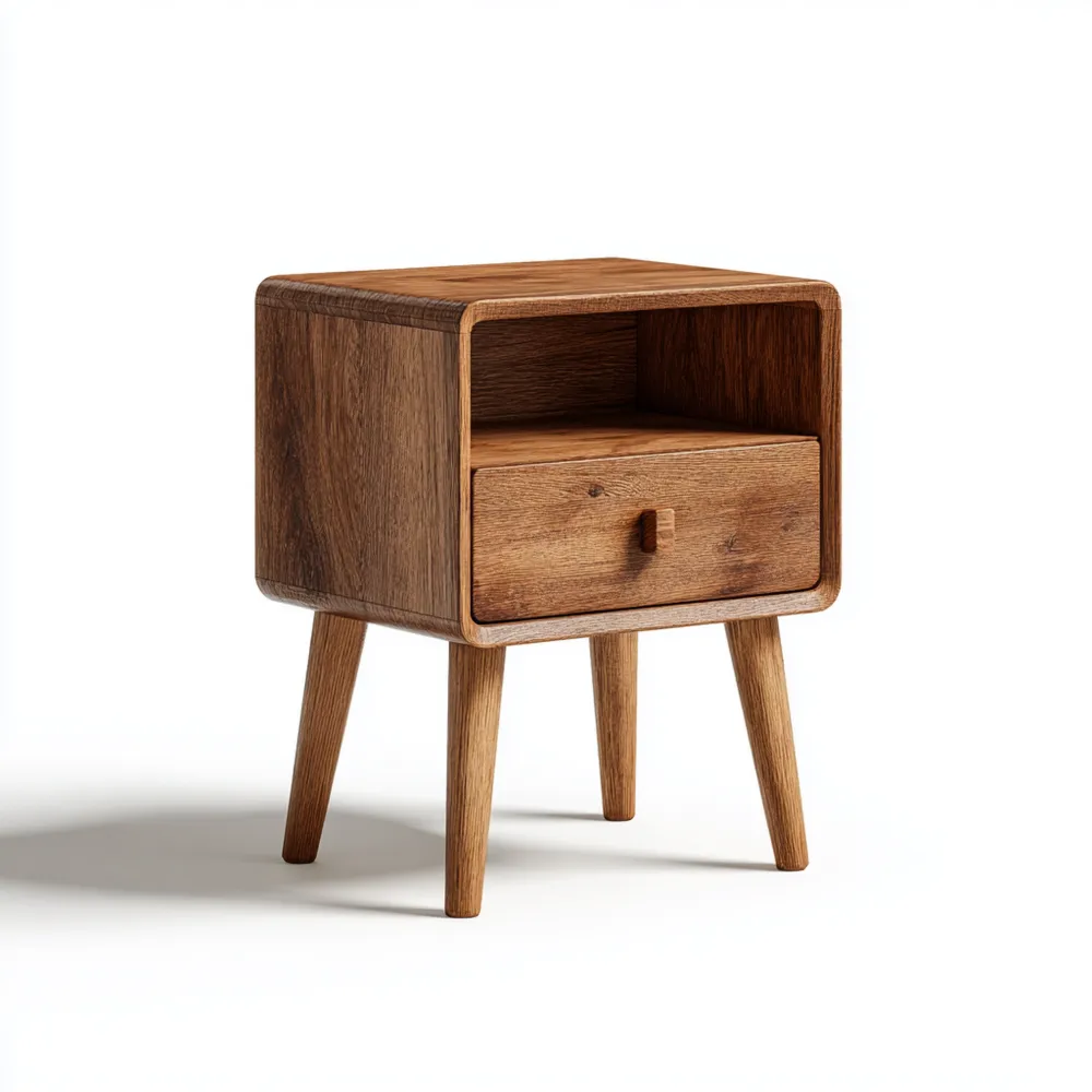 ナイトテーブル 45x35x55 cm 天然木材 - ウォールナット仕上げ - 北欧スタイル