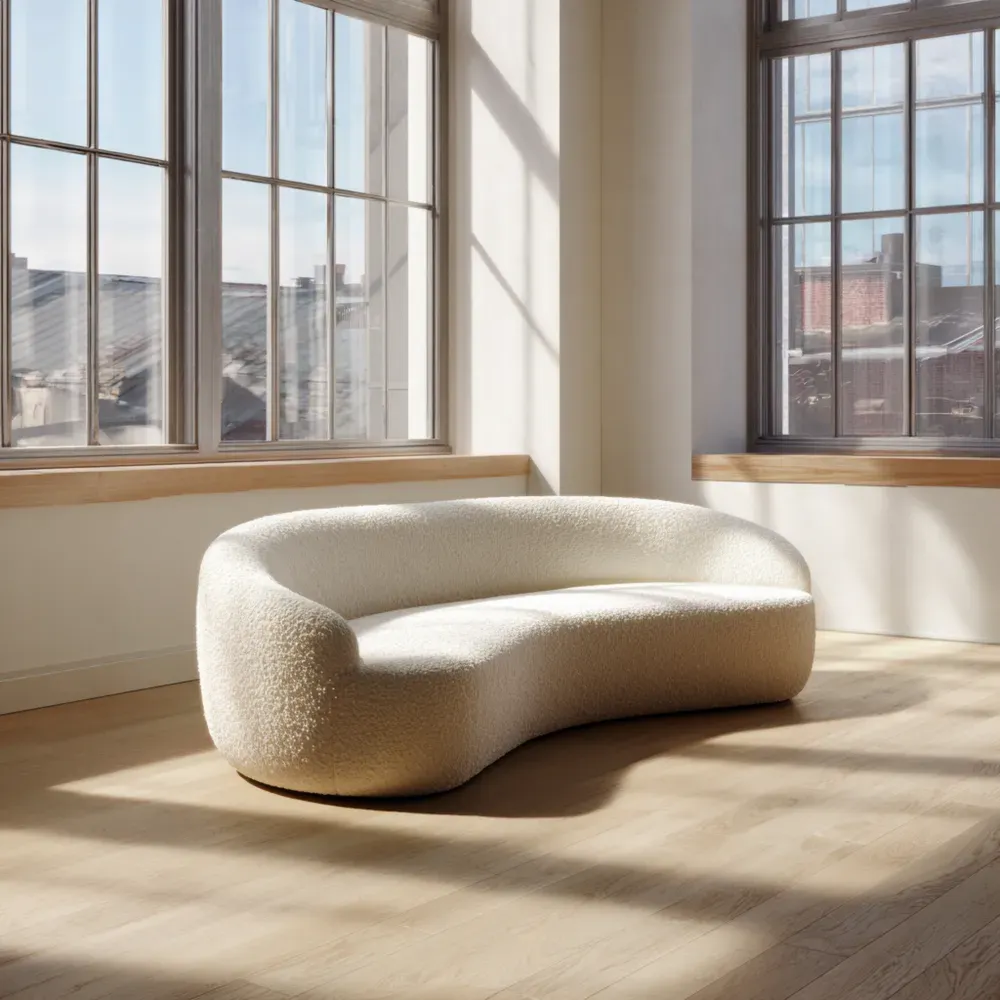 ソファ 布製 220x90x75 cm – アイボリー – モダンスタイル