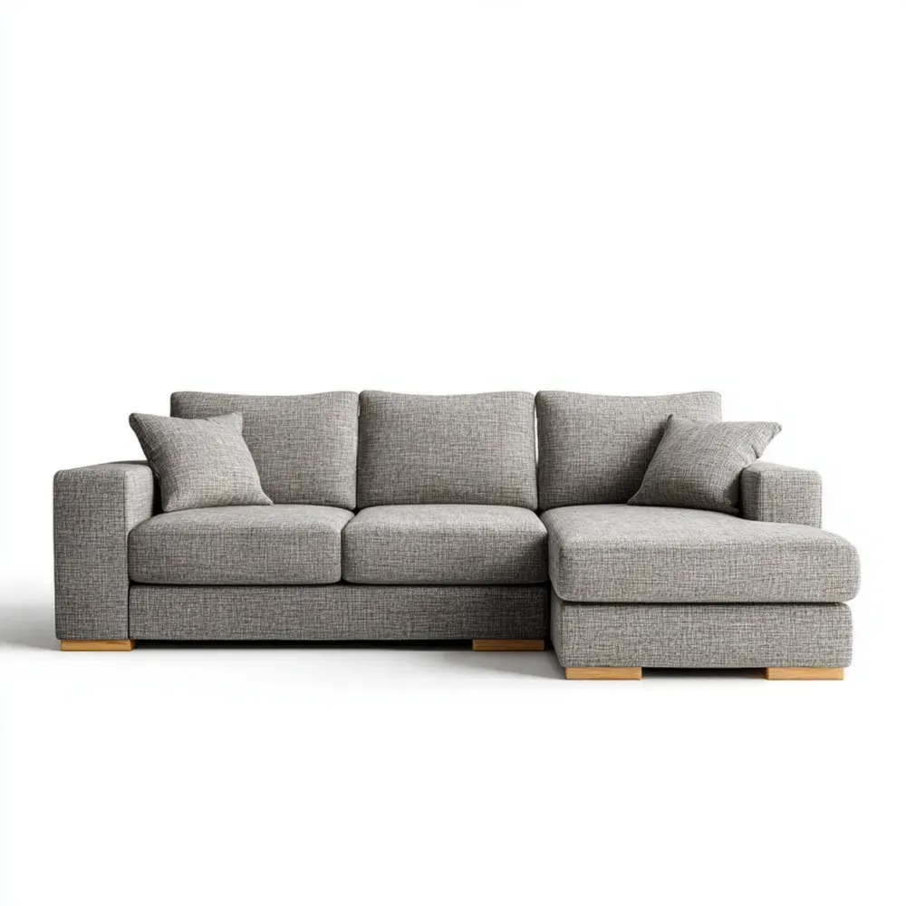 コーナーソファ 布製 290x160x85 cm – グレー – モダンデザイン