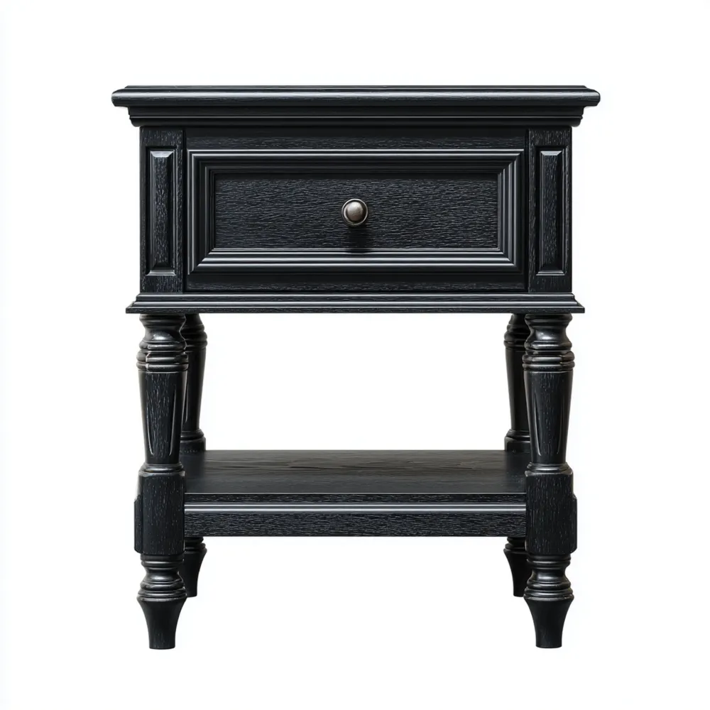 ナイトテーブル 木製 45x35x60cm – ブラック – クラシックデザイン